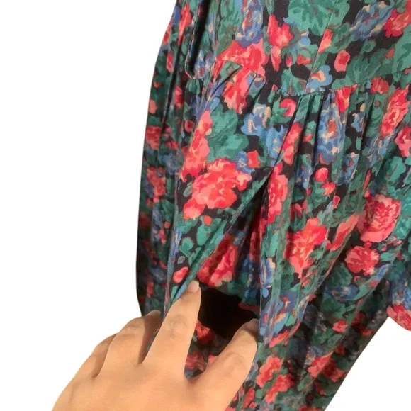 Vintage Laura Ashley button down puff sleeve drop waist floral midi dress sz 12 - Picture 8 of 11